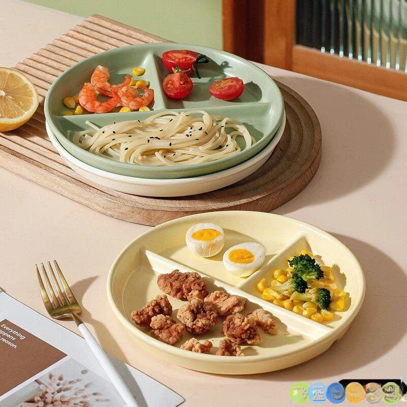 Piatto in Ceramica con Scomparti 211 per Riduzione del Grasso, Uso Domestico, Piatto Colazione Singolo, Contenitore per Riso per Perdita di Peso, Piatto Quantitativo