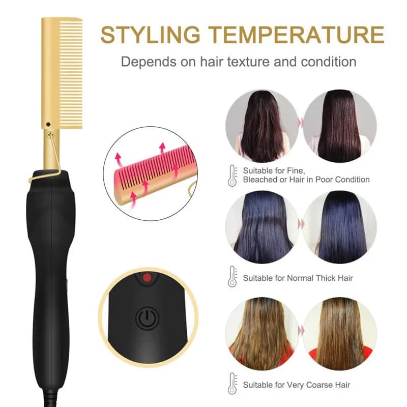 2 in1 hot comb hair plate heater electric quick heating portable travel anti-scotting plate for beard press comb