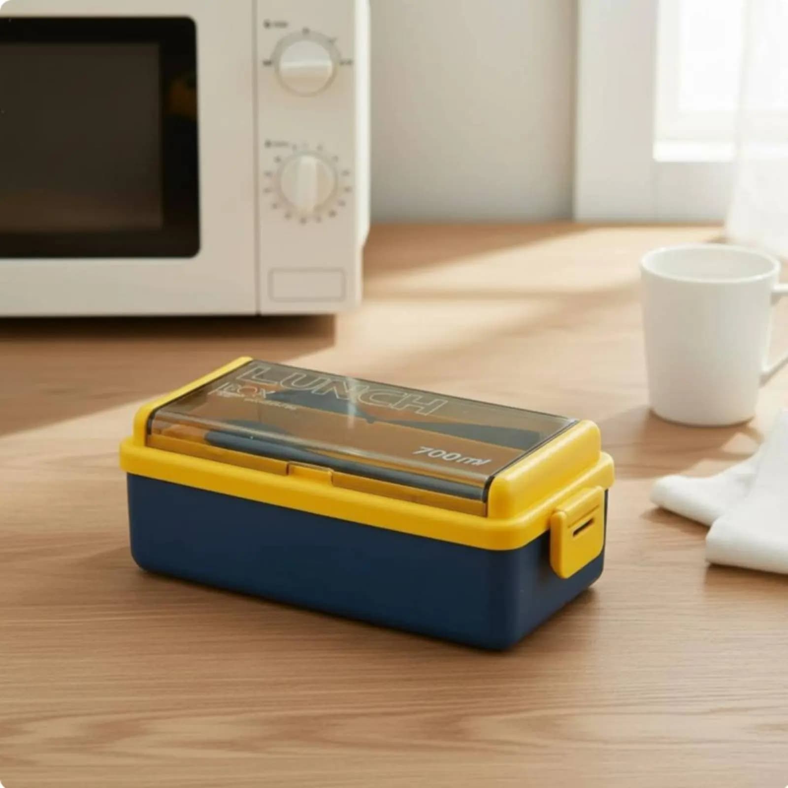 Contenitore per Pranzo in Plastica Stile Bento, Adatto al Microonde, a Due Livelli, Impilabile, Design Giapponese per Lavoratori d'Ufficio