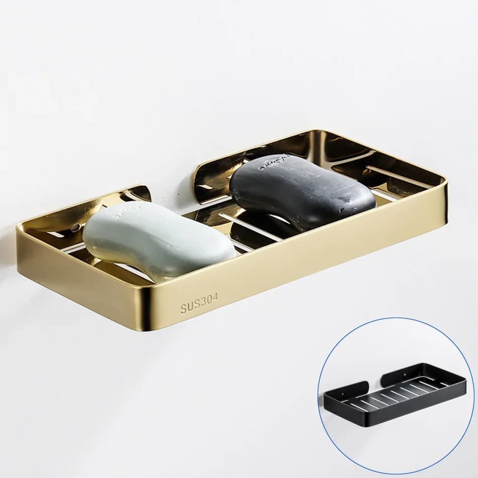 Portasapone in acciaio inossidabile 304 Nastro nero spazzolato oro rosa bianco portasapone da doccia per cucina WC bagno