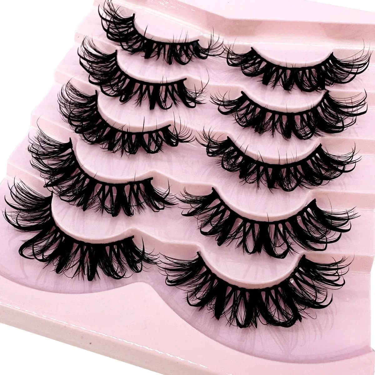 AMSDCN 5pairs Dramatic Drip False Eyelashes Multi-Pack Spiky Wet Look False Lashes Hydrated Effect Fake Eyelashes