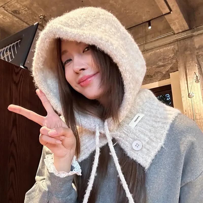 Fashionable Knitted Hat Scarf Set Women's Autumn Winter Warm Ear Protection Hat Scarf Combo Versatile Stylish Ball Cap