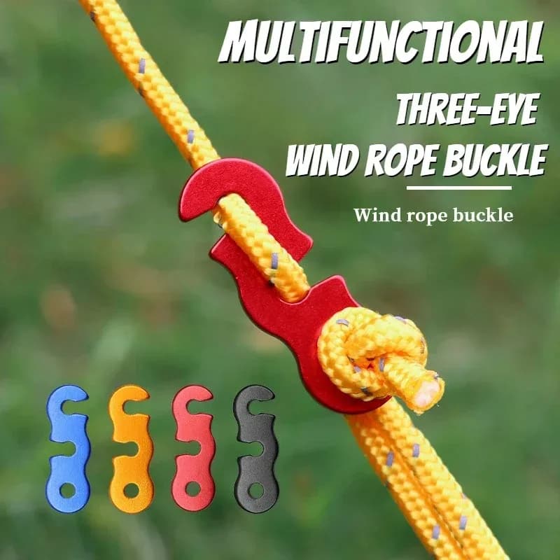 Triple Eye S Shape Tent Wind Rope Adjuster Aluminum Guyline Tensioner Adjustable Cord Lock Outdoor Camping Tent Accessories