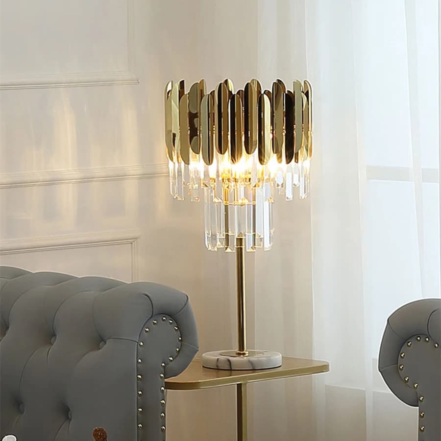 MSZGJY European Style Luxury Crystal Table Lamp Bedroom Living Room Club Exhibition Hall Creative Dimmable Decorative LED Light