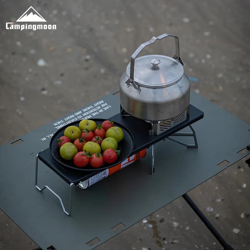 CAMPINGMOON GT-3 Black Camping Accessories Set, Portable Kitchen Table, Camping Gas Stove with Stand, Folding Table