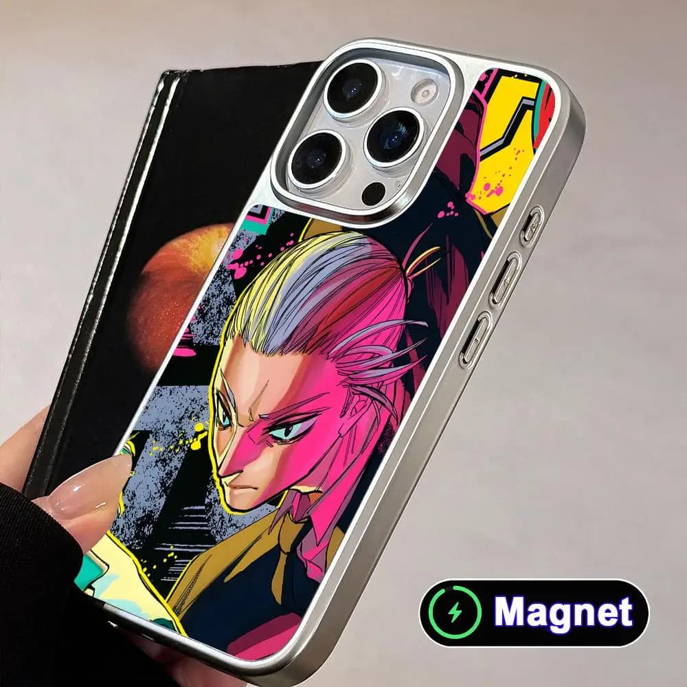 Cover per iPhone Sakamoto Days Taro per iPhone 17 16 15 14 13 12 11 Air Pro Max Plus, Cover Magsafe Argento Galvanizzato