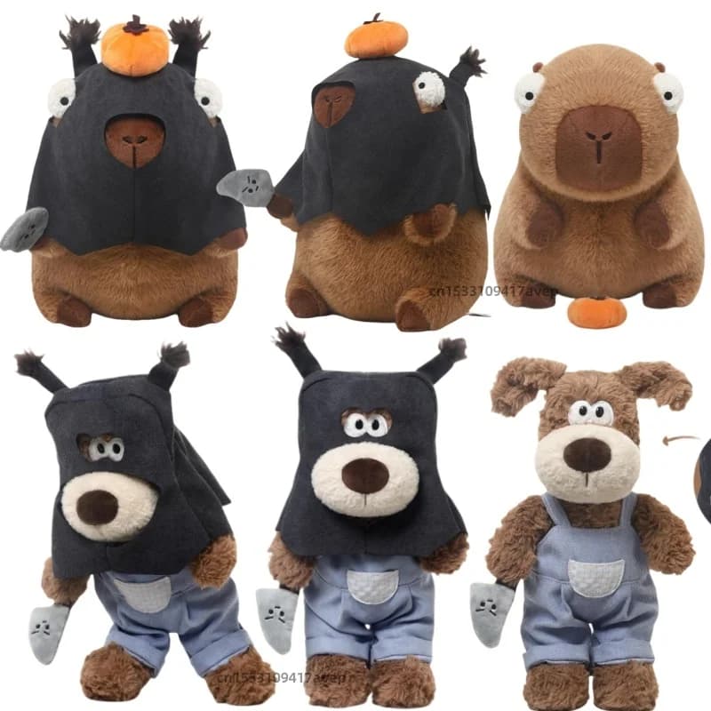 Dropshipping Robbing Capibara Peluche Giocattolo Farcito Trucco Capibara Nero Mascherato Cucciolo di Cane Giocattoli di Peluche per I Bambini Regalo Di Compleanno per Il Ragazzo