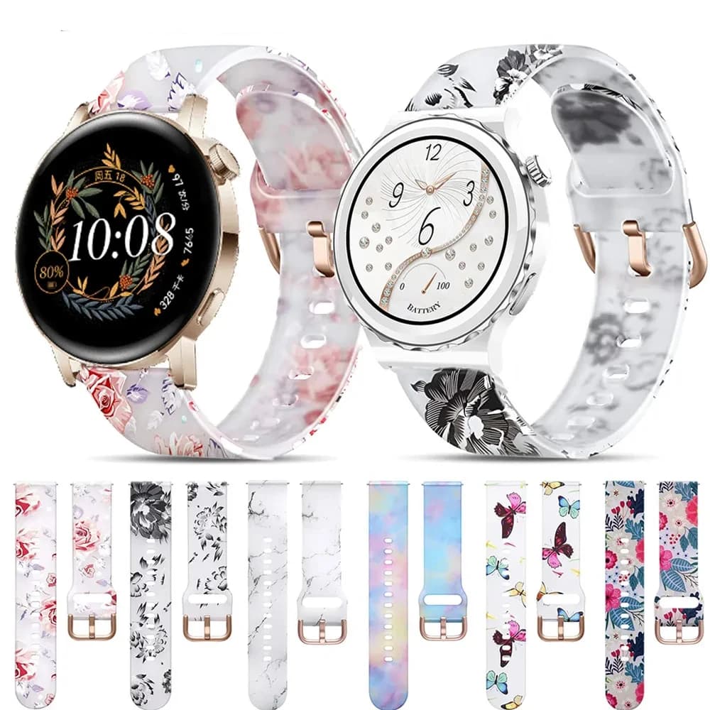 20 mm smart print straps for Huawei Watch GT 2 GT3 42mm silicone strap GT 3 Pro 43mm/Honor Magic 2 women's spare bracelet