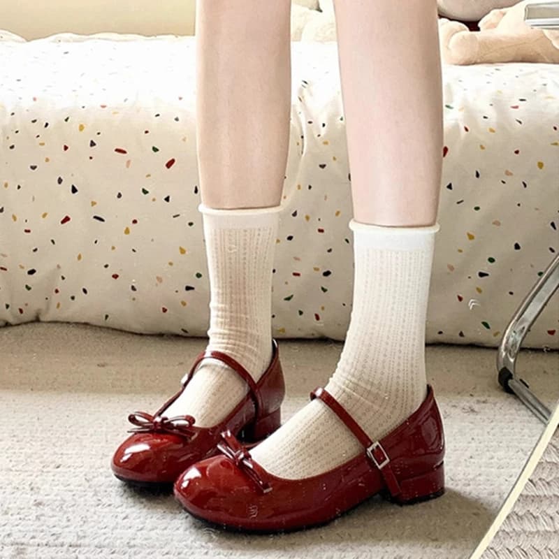 Scarpe da Donna Mary Jane 2024 con Fiocco, Punta Tonda e Fibbia Decorativa in Metallo, Ideali per l'Estate