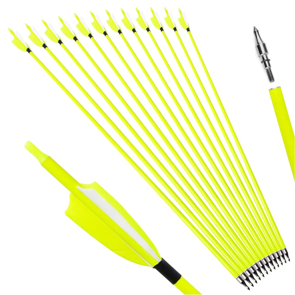 12 pezzi Tiro con l'arco Mix Freccia in carbonio ID 6.2mm Colonna vertebrale 500 30 pollici Freccia Albero Tacchino Scudo Alette Arco Bersaglio Caccia Tiro Accessori