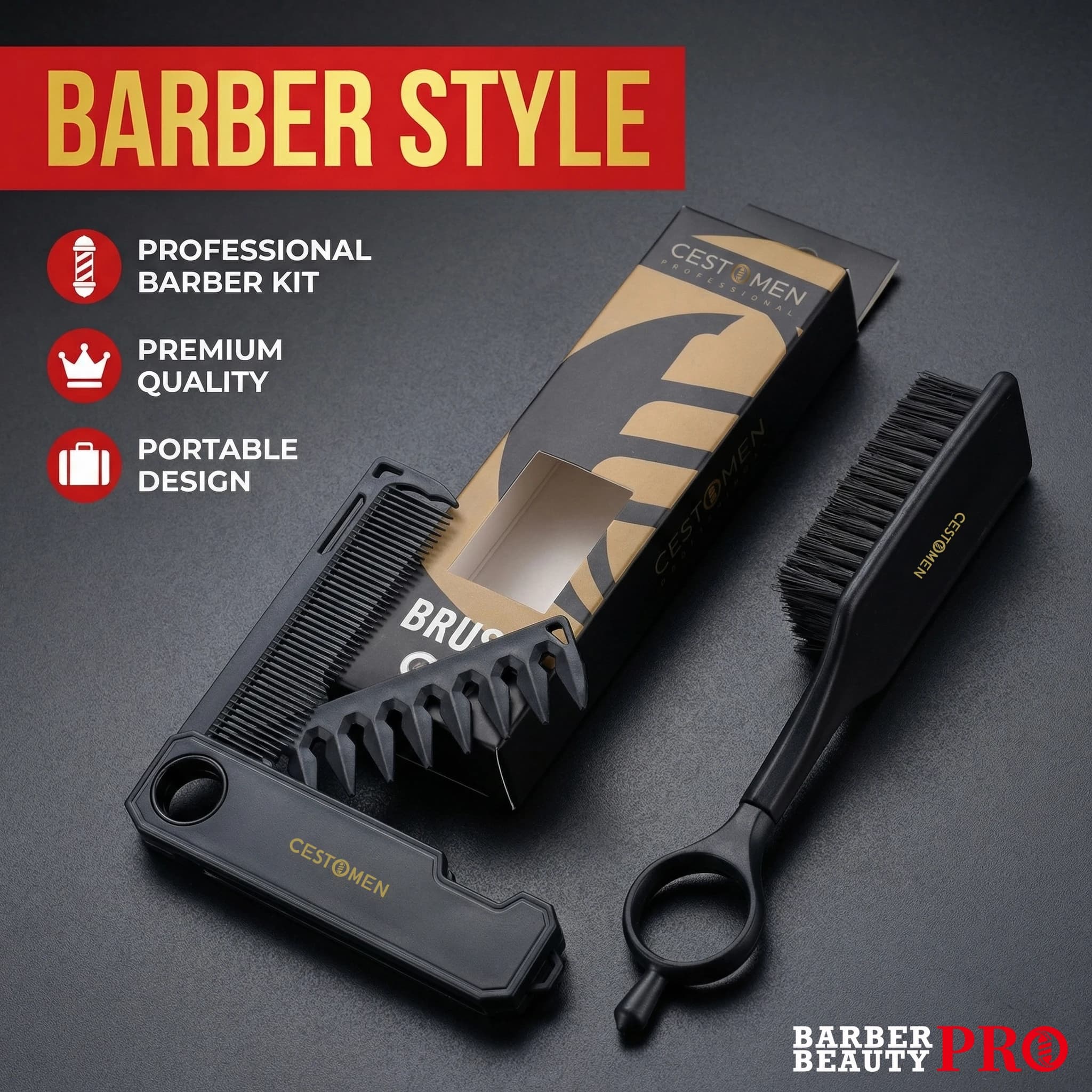 360 ° Set Pettine Pieghevole Girevole e Spazzola per la Pulizia dei Capelli, Pettine 2-in-1 per Capelli e Barba, Spazzola Fade per Uomini e Donne