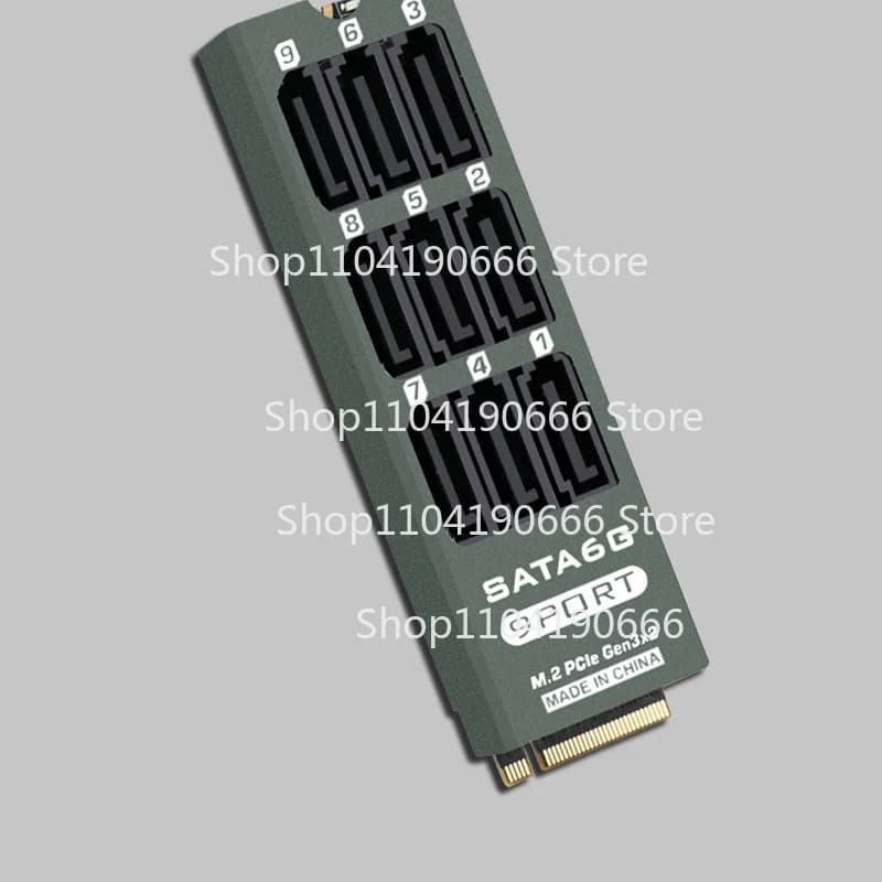 XXX For M.2 PCIe NVMe M‑Key To 6/8/9 Ports SATA Expansion Card Hard Disk Adapter For NAS Storage