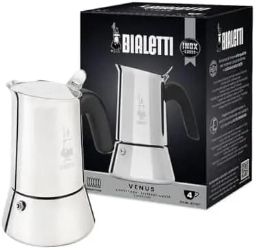 Caffettiera a Induzione Bialetti da 4 Tazze - Acciaio Inossidabile, Argento, per Tutti i Piani Cottura