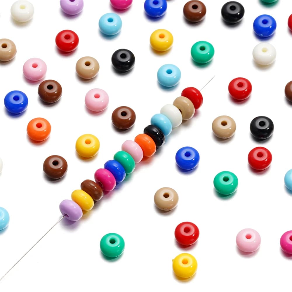 50 pz/lotto 8mm acrilico piatto rotondo perline Oblate distanziatore perline allentate per collana fai da te braccialetto gioielli che fanno accessori