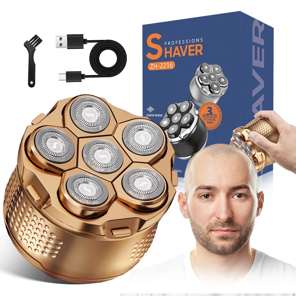 Rasoio elettrico da uomo, regolabarba, rasoio calvo professionale, cinque lame galleggianti, regalo ideale per le vacanze ricaricabile tramite USB