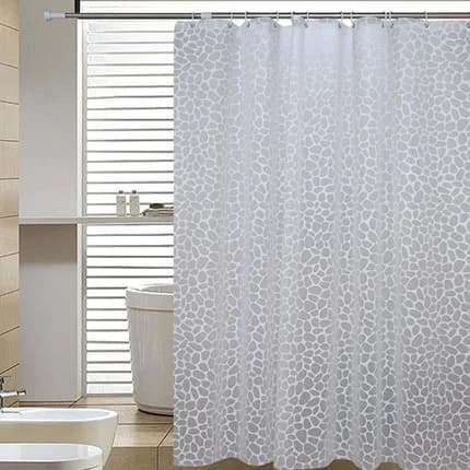 Tenda da Doccia in Plastica Impermeabile Bianca Semi-Trasparente con Motivo a Ciottoli, Decorazione per Bagno, Tenda da Bagno Ispessita Stile Europeo