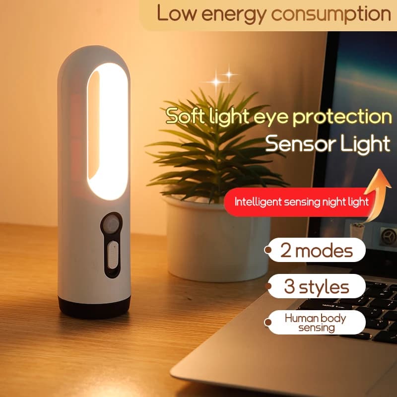 1 Sports Style LED Sensor 2-in-1 Portable Flashlight Night Light, Suitable for Bedroom, Bathroom Lighting, Camping and Explorati