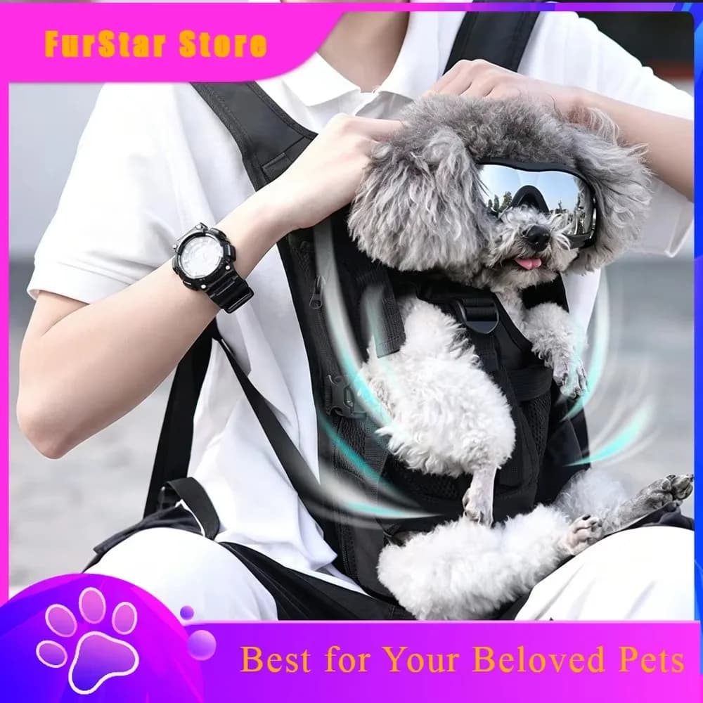 FurStarBreathable Pet Backpack Four-Legged Dog Carrier Shock Absorption Comfortable Chest Bag For Small Dogs And Cats Outdoor Tr