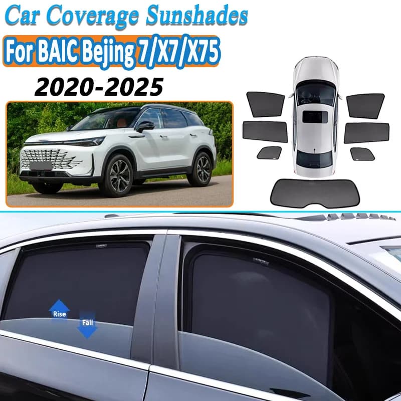 Sunshades For BAIC Beijing 7 X7 X75 2020~2025 Car Mesh Windshield Privacy Curtain Visors Heat Insulation Sunscreen Accessories