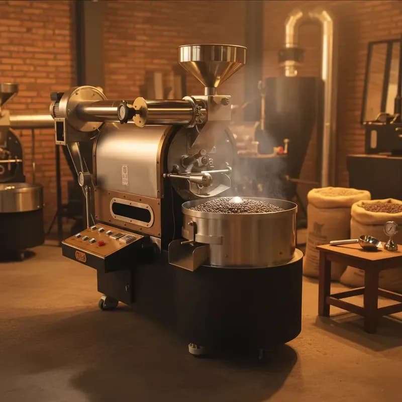 Electric Dual Drive Stainless Steel Smart Control Coffee Roaster 3kW Power Small Size Bean Baking Processing Unit