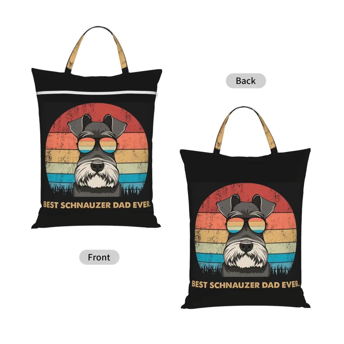Best Schnauzer Dad Ever Travel Laundry Bag Waterproof Reusable Dirty Clothes Pouch Gym Yoga Camping Washing Basket