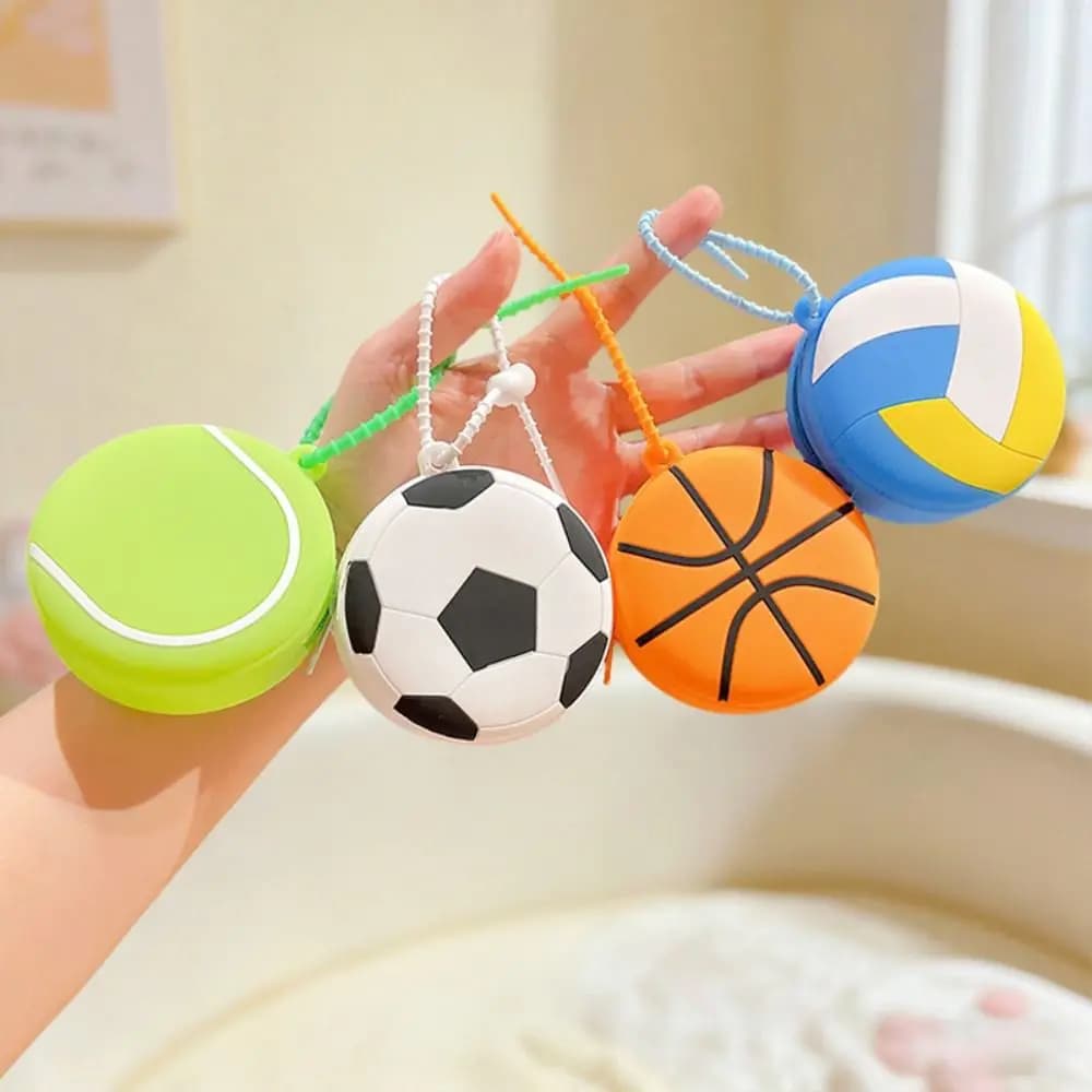 Portable Creative Sporty Ball Shaped Coin Purse Waterproof Silicone Mini Tennis Earphone Bag Cartoon Ball Shaped Pouch