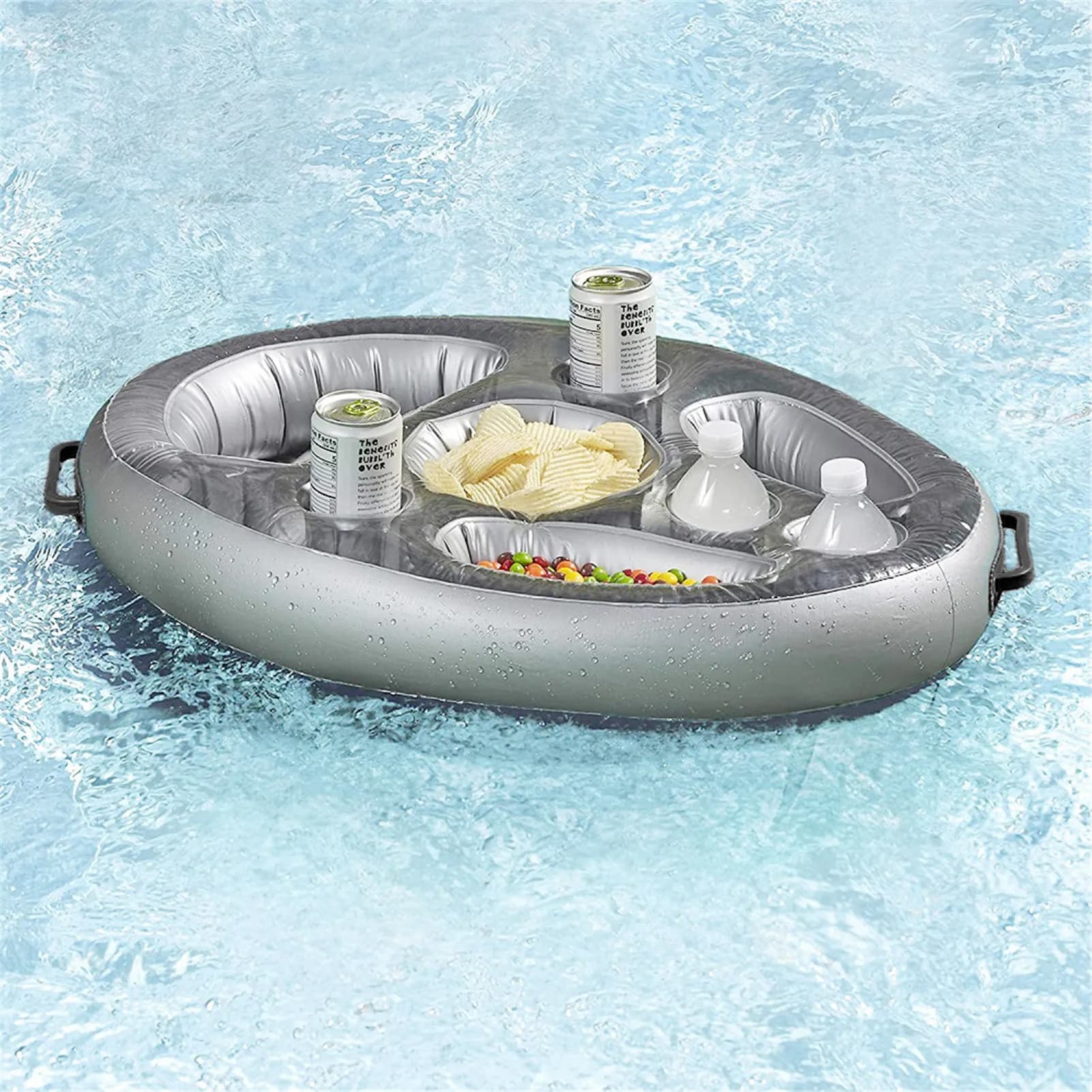 Portabicchieri per secchiello per feste estive, galleggiante per piscina, birra, bevande, tavolo, vassoio da bar, accessori portatili per anelli da nuoto da spiaggia