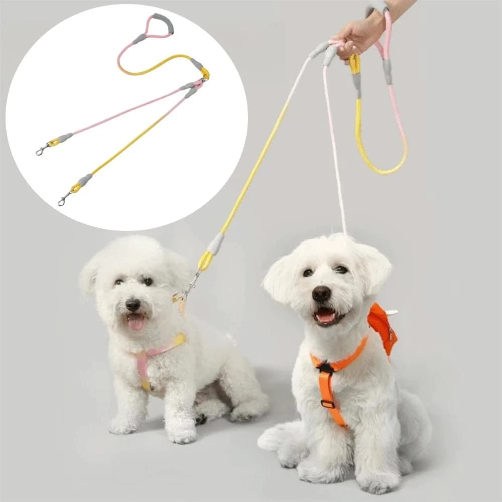 Set di Guinzagli Doppi per Cani con Colore Sfumato, Regolabili a 360° ° Guinzaglio Girevole Anti-Groviglio in Nylon per Due Cani