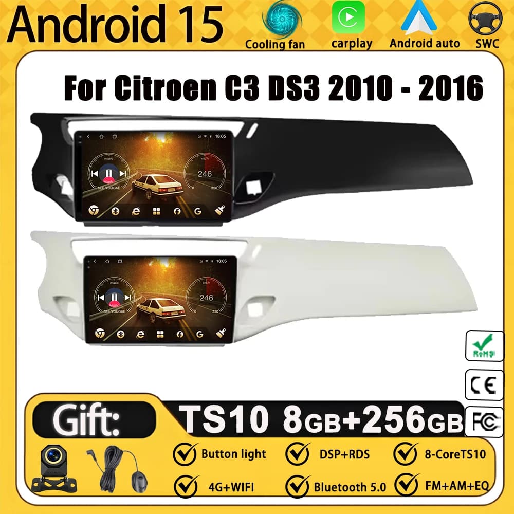 Autoradio Carplay Per Citroen C3 DS3 2010 - 2016 Navigazione GPS Video Android Auto Stereo Lettore Multimediale 5G Wifi No 2din