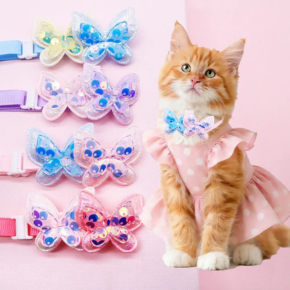 50PCS Adjustable Dog Bowties Butterfly Shape Dog Bow Ties Pet Collars For Dogs Handmade Puppy Bows Spring Pet Grooming Supplies