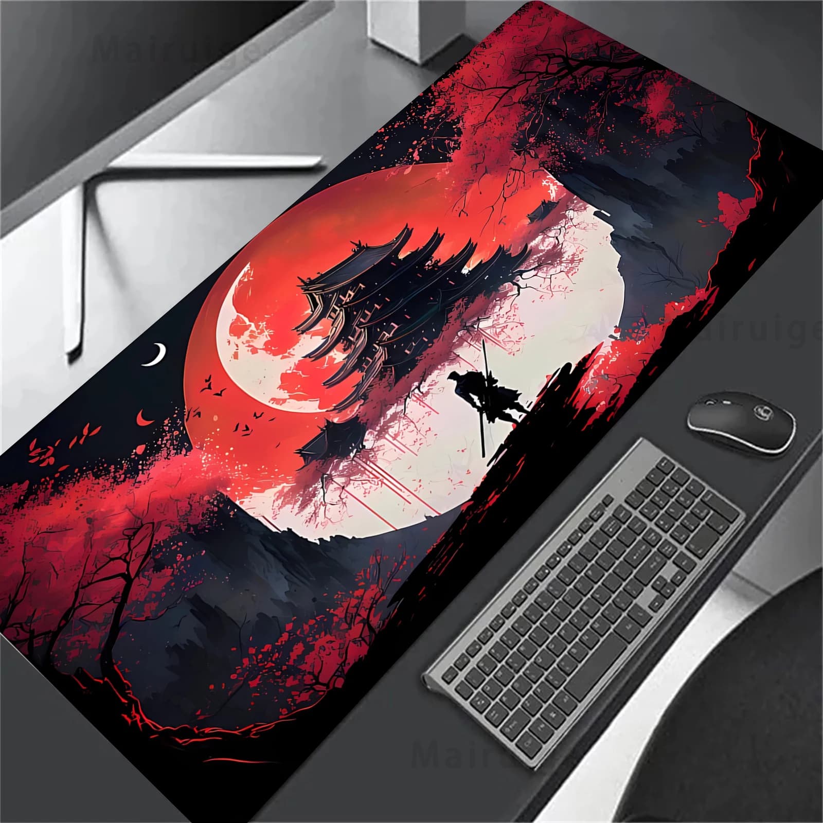 Tappetino per mouse giapponese Sakura Samurai Accessori da scrivania Desktop di controllo per ufficio Tappetino per mouse impermeabile Tappetino per mouse grande Configurazione di giochi