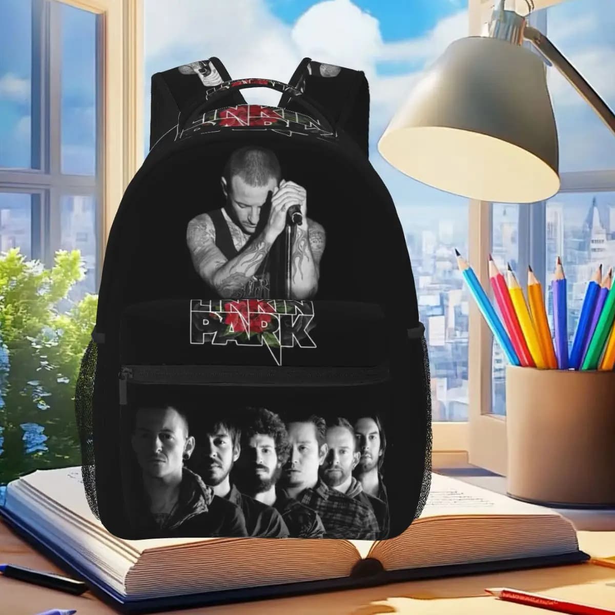 L-Linkin Hot Band Park American Rock Band Backpack Student Boys Girls BookBag Kids School Bag Laptop Shoulder Bags for Men Women