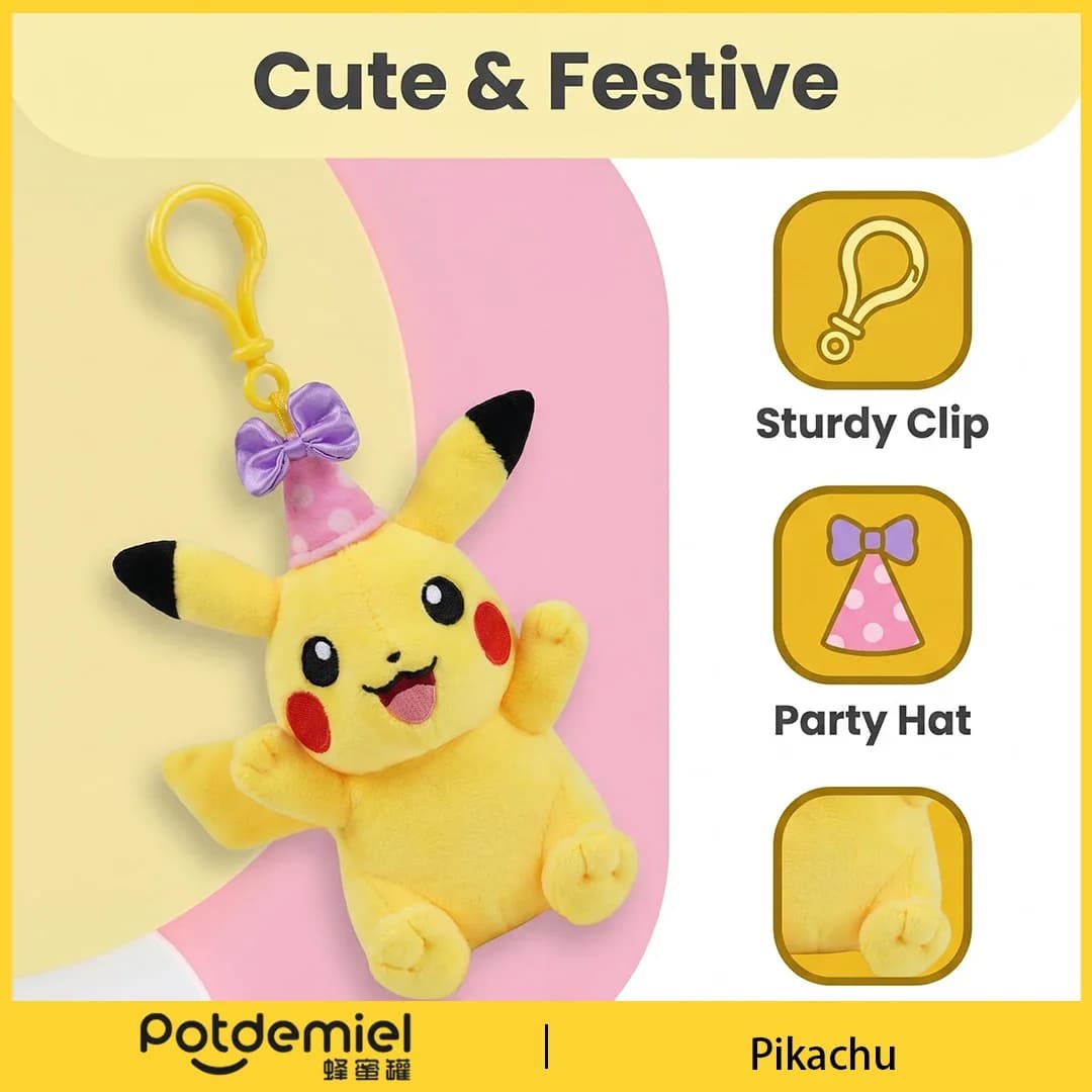 Potdemiel Pokemon Pikachu Plush Keychain Soft Doll Purse Charm Kawaii Backpack Decor Teens Couple Birthday Gift Present Cute