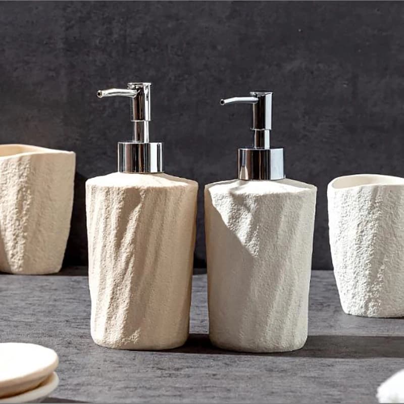 Bottiglia di lozione con texture di roccia europea da 340 ml Dispenser di sapone da bagno in resina Home Hotel Shampoo Bottiglia di lozione gel doccia Nuovo