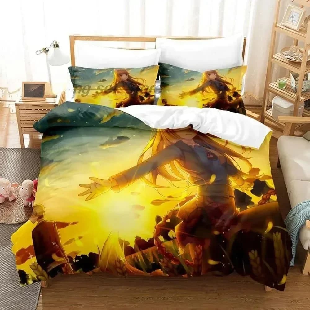 3D Anime Spice and Wolf Bedding Set For Bedroom Soft Modern Bedspreads Comefortable Kids Duvet Cover Quilt Cover And Pillowcase
