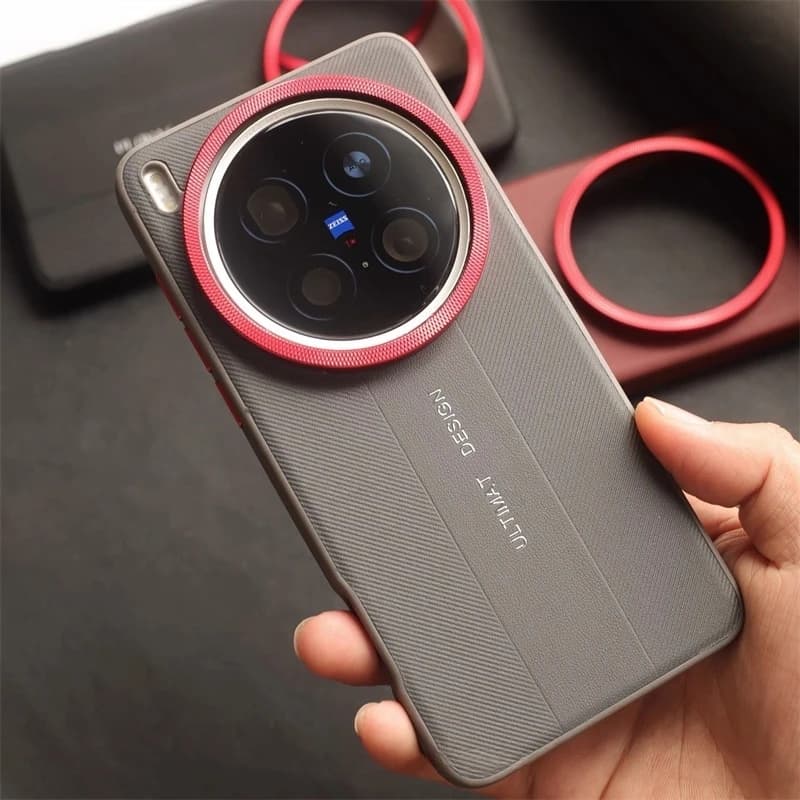 Custodia per Vivo X300 Ultra X300S X200 Pro Mini 5G in Pelle PU Lussuosa con Strisce in Silicone, Cover Posteriore Elegante Antiurto