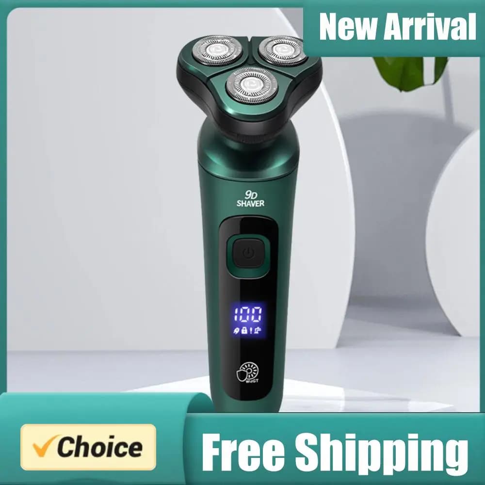 Men Electric Travel Shaver with Digital Display Smart Razor Washable Painless Cordless Trimmer Face Beard Trimmer Car Home Razor