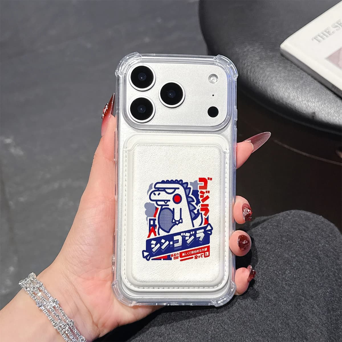 Monster Cartoon Phone Case For iPhone 17 16 15 14 13 Pro Max Plus Wallet Pocket Transparent Soft TPU for Magnetic Phone Case
