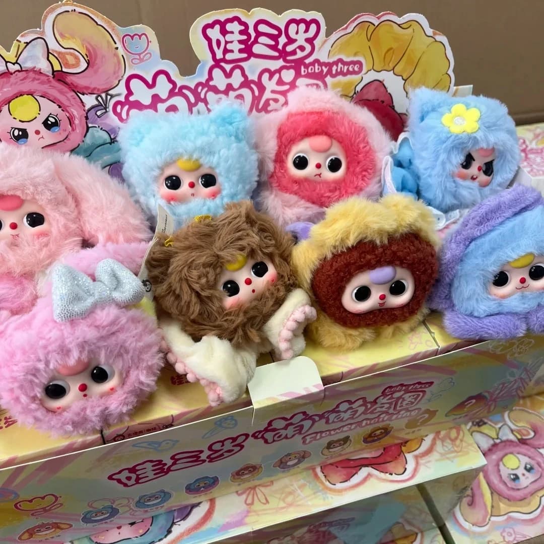 Set di Tre Graziosi Elastici per Capelli a Forma di Fiore, Serie Blind Box in Peluche, Accessori Decorativi per Capelli, Collezione Regalo per Ragazze
