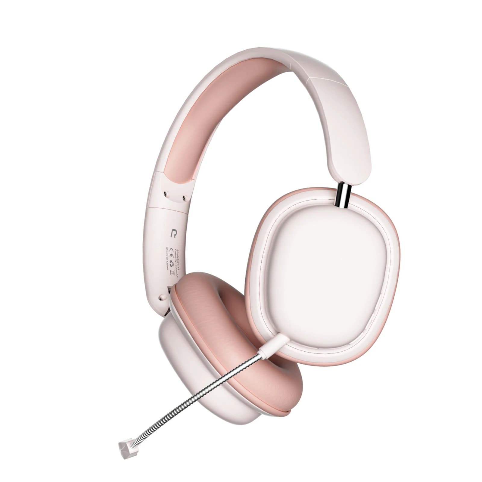Cuffie da Gaming Wireless Rosa BT5.3 Over-Ear con Microfono, Auricolari Pieghevoli da 3,5mm, Cuffie Wireless per PC