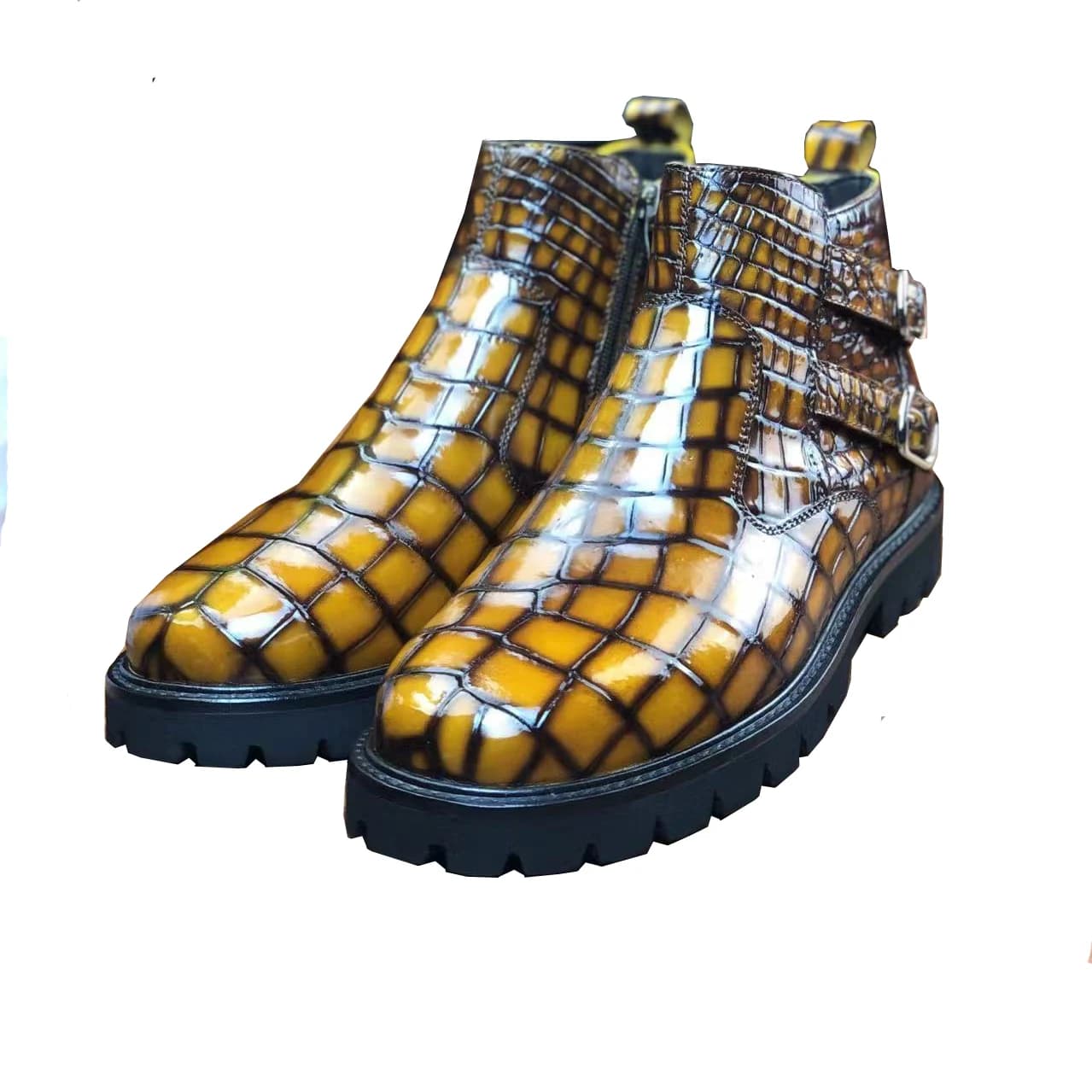 Nuovi arrivi Yinshang, stivali da uomo in coccodrillo, scarpe da uomo con suola in gomma per la moda maschile