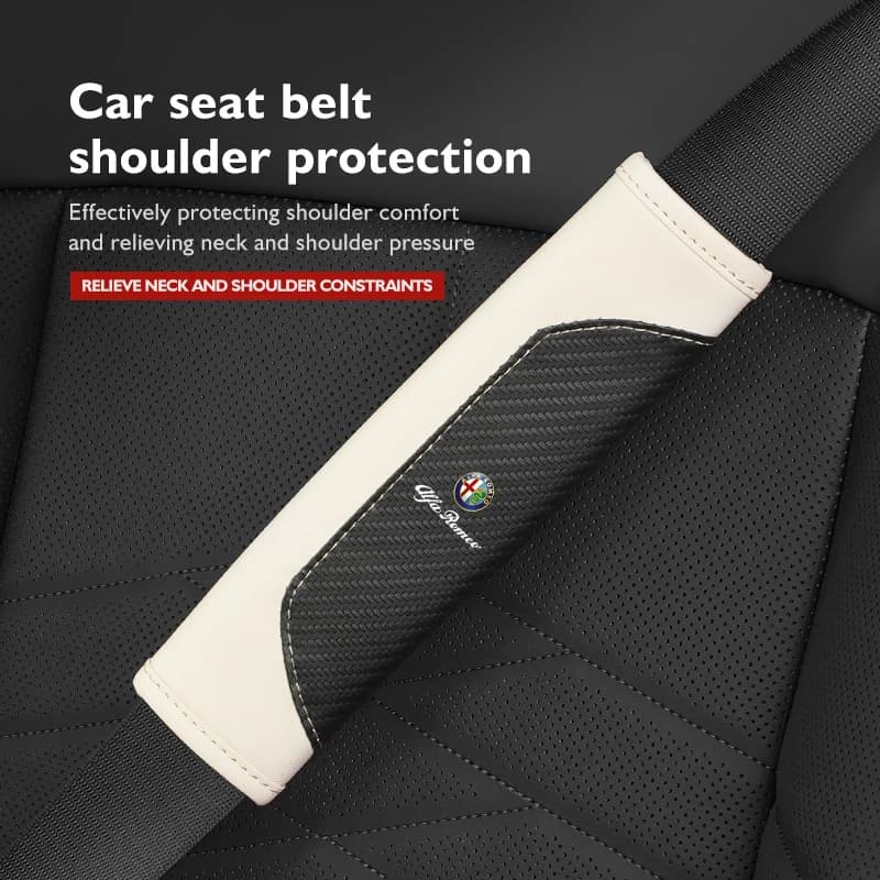 Car Seat Belt Shoulder Cover Protection Pads Safety Belt Accessories For Alfa Romeo GT Stelvio F1 Brera Volante Tonale Gloria