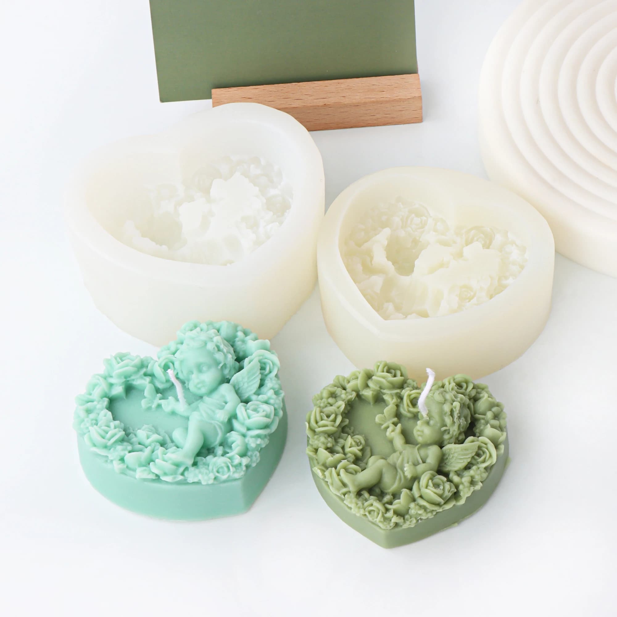 Flower Angel Baby Soap Mold Heart Shape Candle Wax Melt Molds Aroma Plaster Epoxy Resin Craft Silicone Mold Thanksgiving Wedding