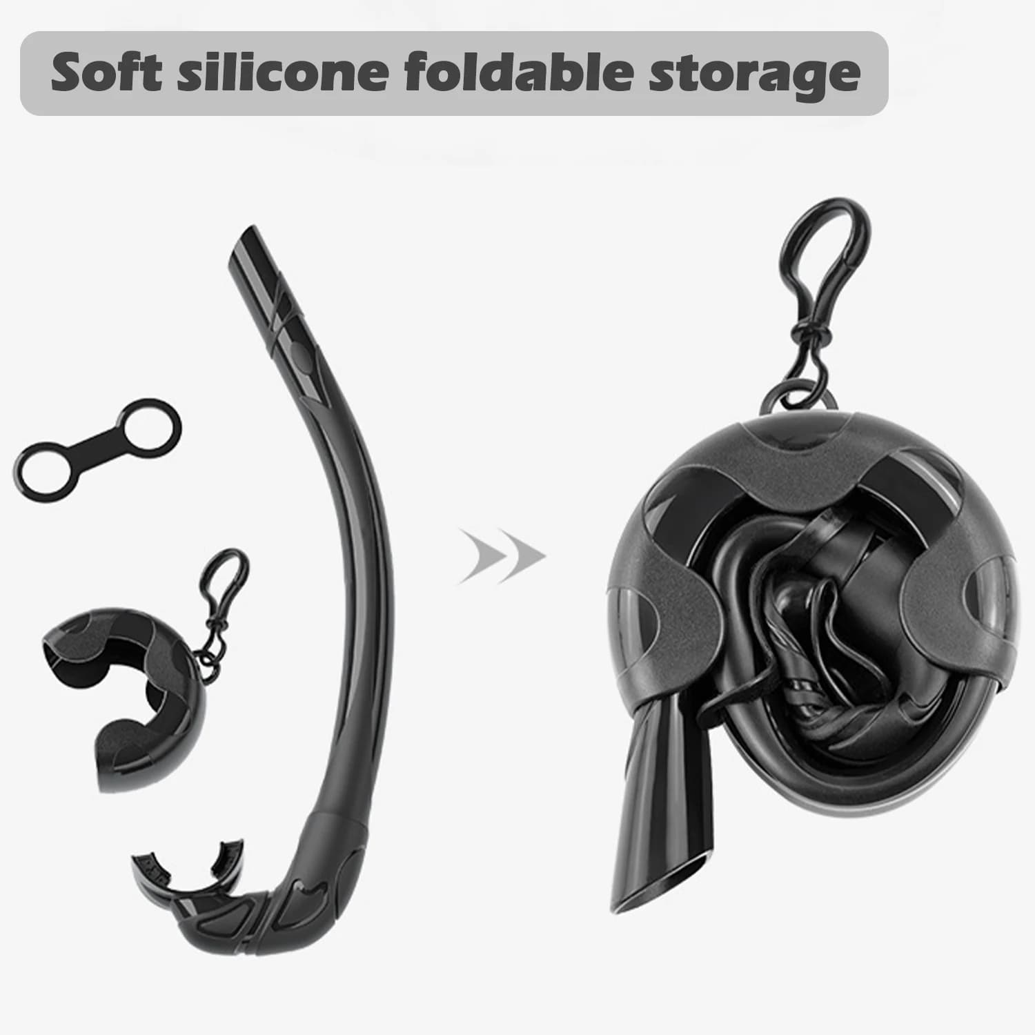 Soft Silicone Diving Snorkel For Adult Portable Foldable Easy-Breath Wet Scuba Diving Equipment for Freediving Spearfishing Swim