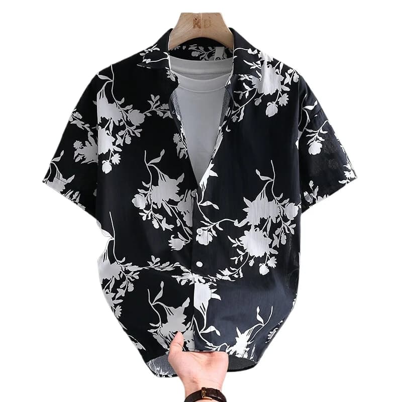 Hot Selling Summer Hawaiian Comfortable and Fashionable Men's Quick Drying Floral Printed Short Sleeved Shirt