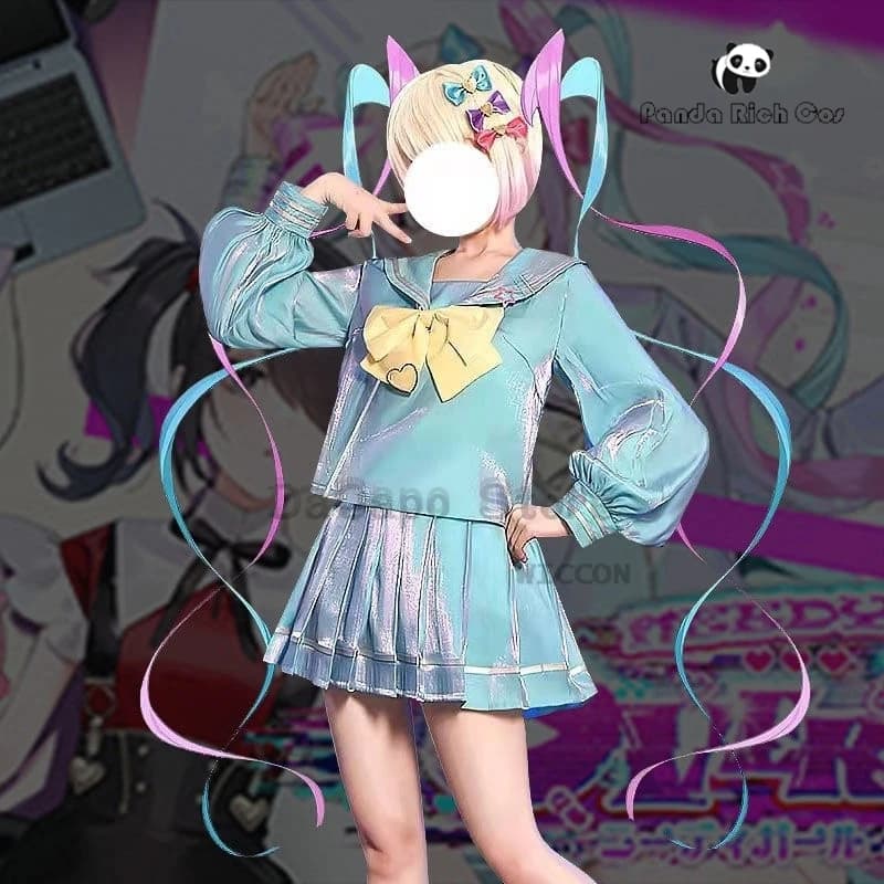 Needy Girl Overdose Streamer Overload Ame KAngel Cosplay Costume Wig Shiny Suit Carnival Party Clothes Halloween Jk Unidorms