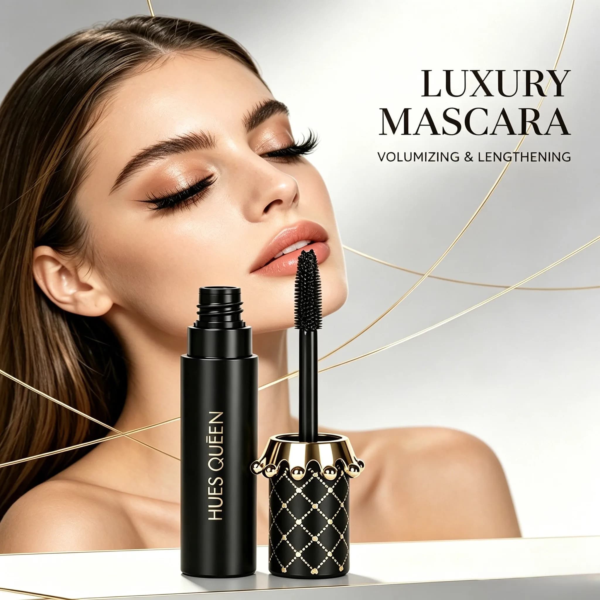 Mascara Volumizzante e Allungante Impermeabile a Lunga Durata, Effetto Ciglia Naturali Incurvate, Nero, Senza Sbavature, Trucco Occhi