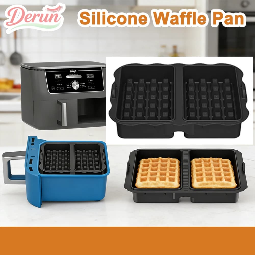 Stampo in Silicone per Waffle di Grado Alimentare, Teglia Antiaderente Riutilizzabile per Friggitrice ad Aria, Forno, Cucina e Preparazione di Dolci all'Aperto