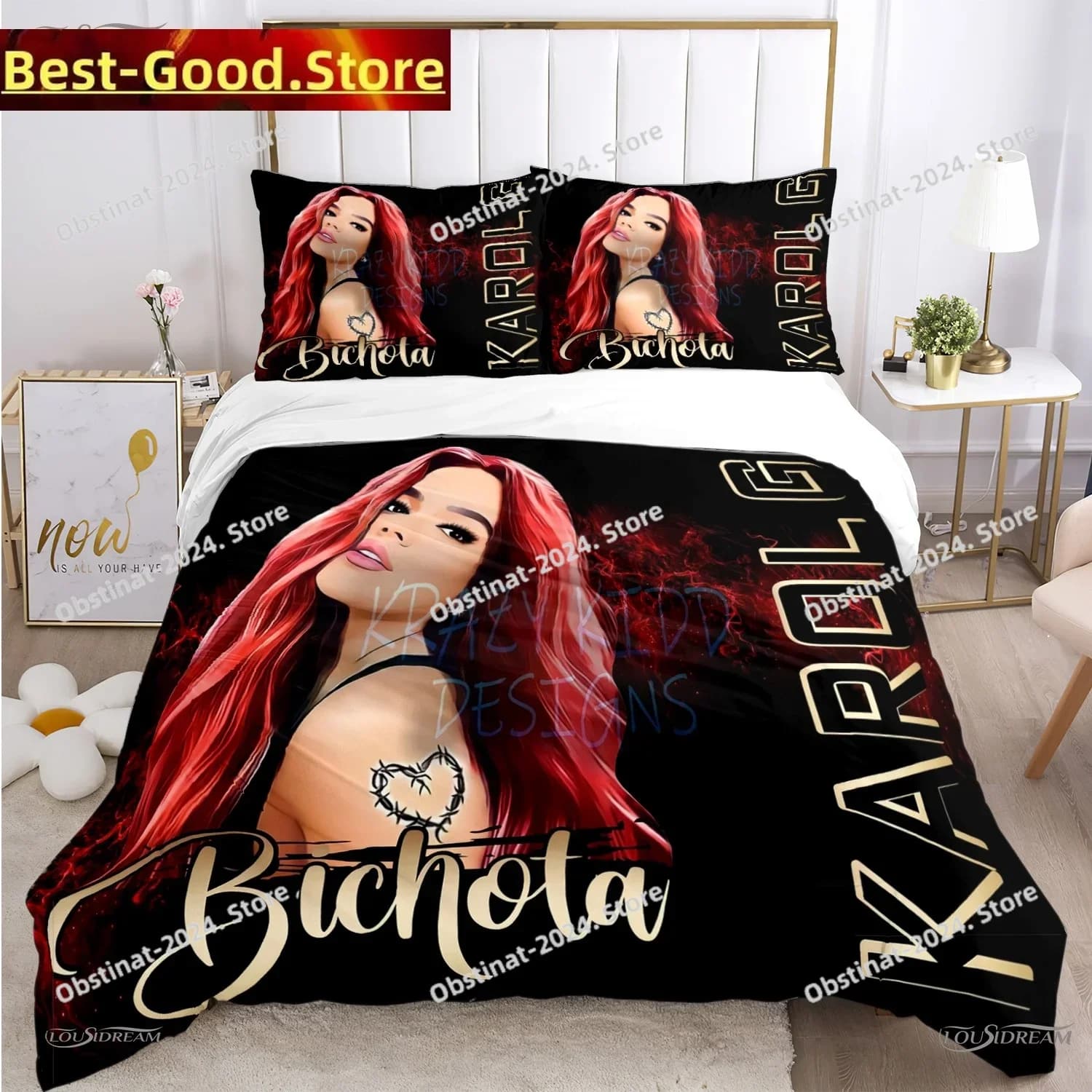 Sexy Karol G Singer Set di biancheria da letto per tutte le stagioni Stampato singolo Piumino trapunta Copripiumino Federa Set da 3 pezzi Bambini Taglia adulto