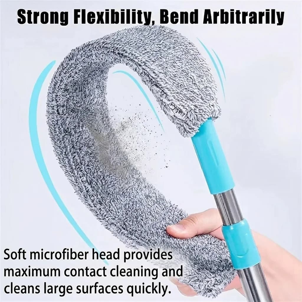 Dust Brush Under Appliance Microfiber Duster with Extension Pole 40 to 54 inches Bendable, Washable, Extendable Gap Dusters